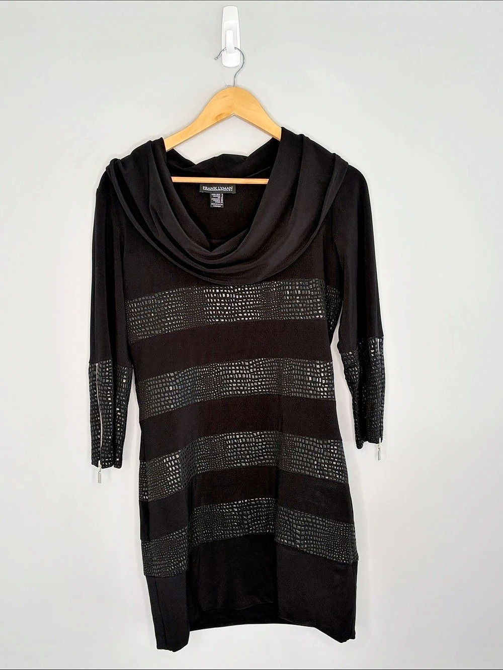 Frank Lyman Design Black Embellished Mini Dress Size Medium Like New